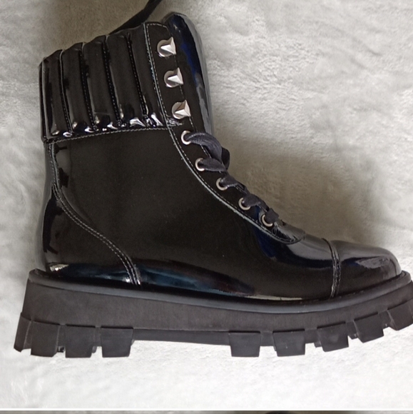 SCHUTZ Black Patent Combat Boots - Picture 6 of 10
